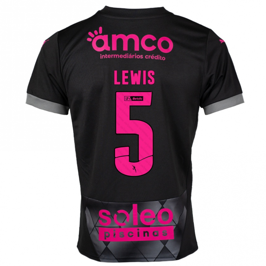 Kids Football Leah Lewis #5 Black Pink Away Jersey 2024/25 T-Shirt Australia