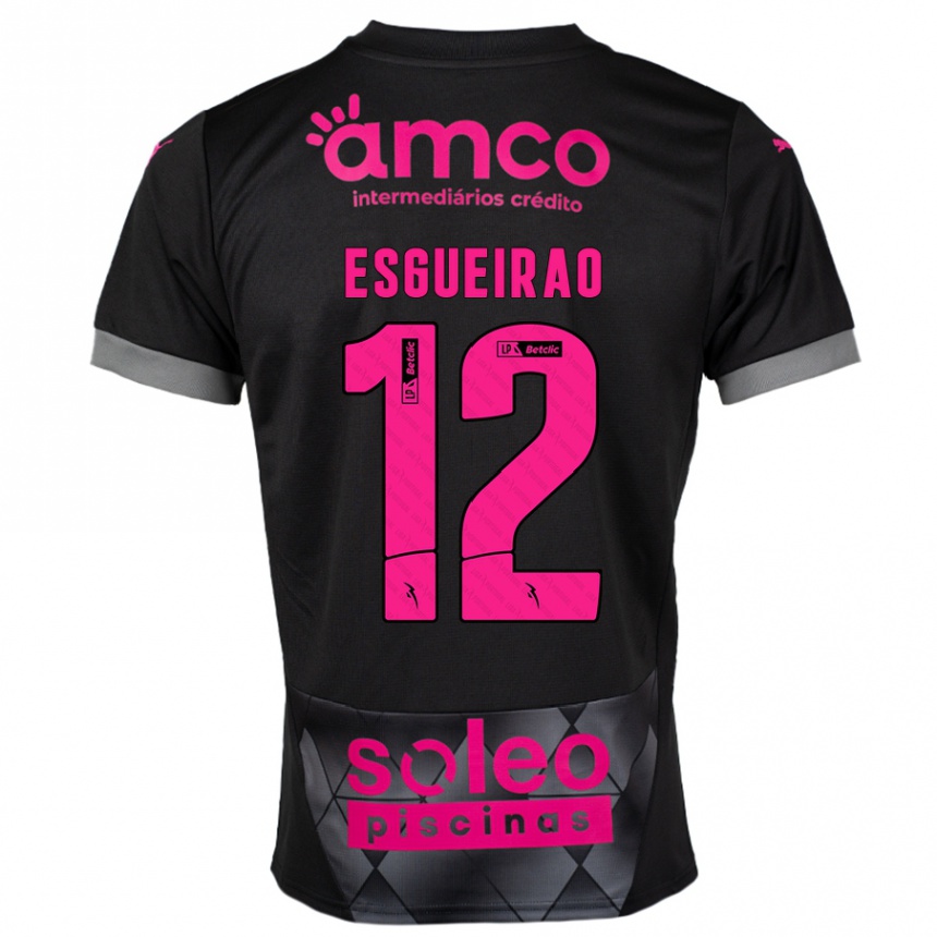 Kids Football Íris Esgueirão #12 Black Pink Away Jersey 2024/25 T-Shirt Australia