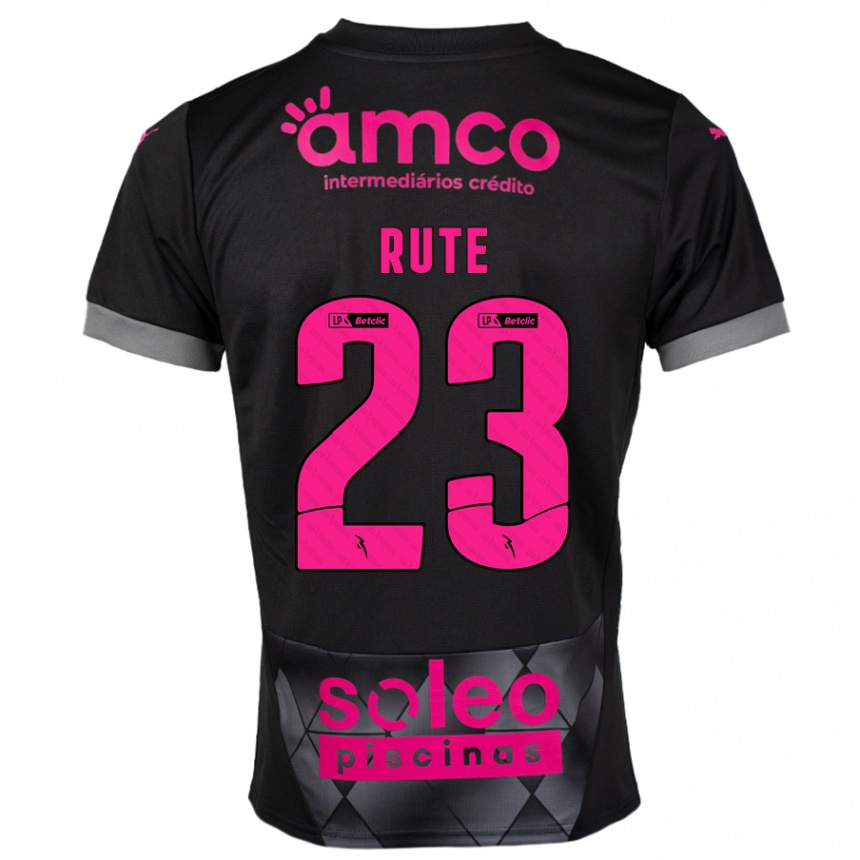 Kids Football Ana Rute #23 Black Pink Away Jersey 2024/25 T-Shirt Australia