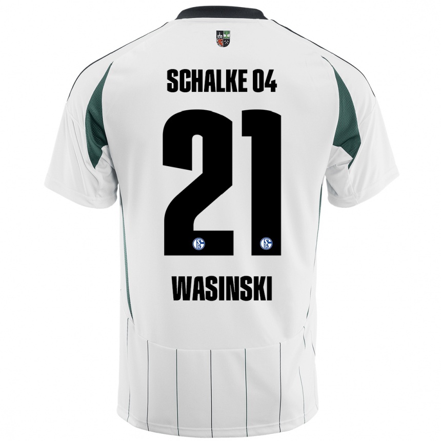 Kids Football Martin Wasinski #21 White Green Away Jersey 2024/25 T-Shirt Australia