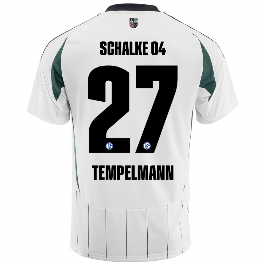 Kids Football Lino Tempelmann #27 White Green Away Jersey 2024/25 T-Shirt Australia