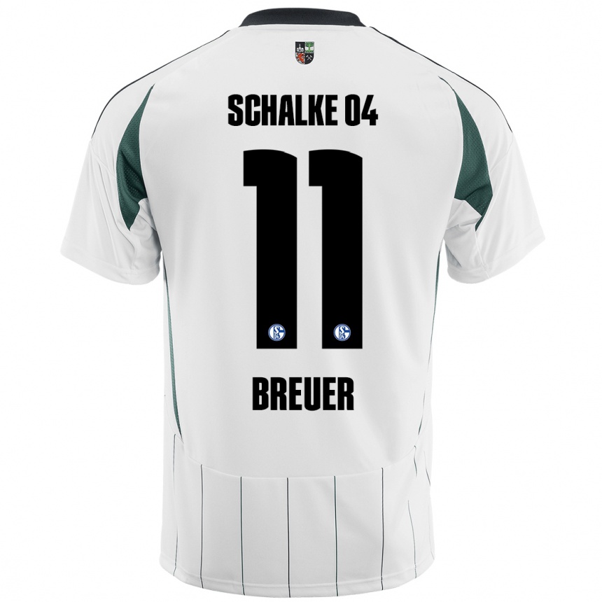 Kids Football Simon Breuer #11 White Green Away Jersey 2024/25 T-Shirt Australia