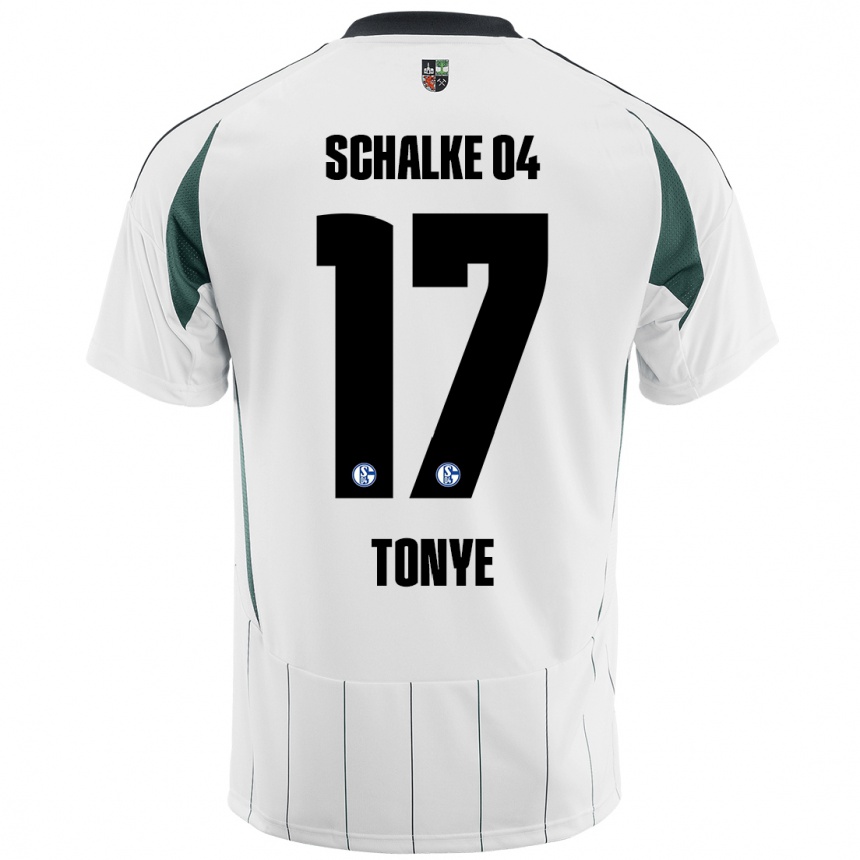 Kids Football Yannick Tonye #17 White Green Away Jersey 2024/25 T-Shirt Australia