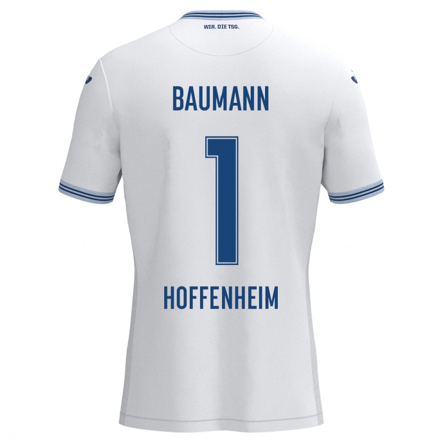 Kids Football Oliver Baumann #1 White Blue Away Jersey 2024/25 T-Shirt Australia