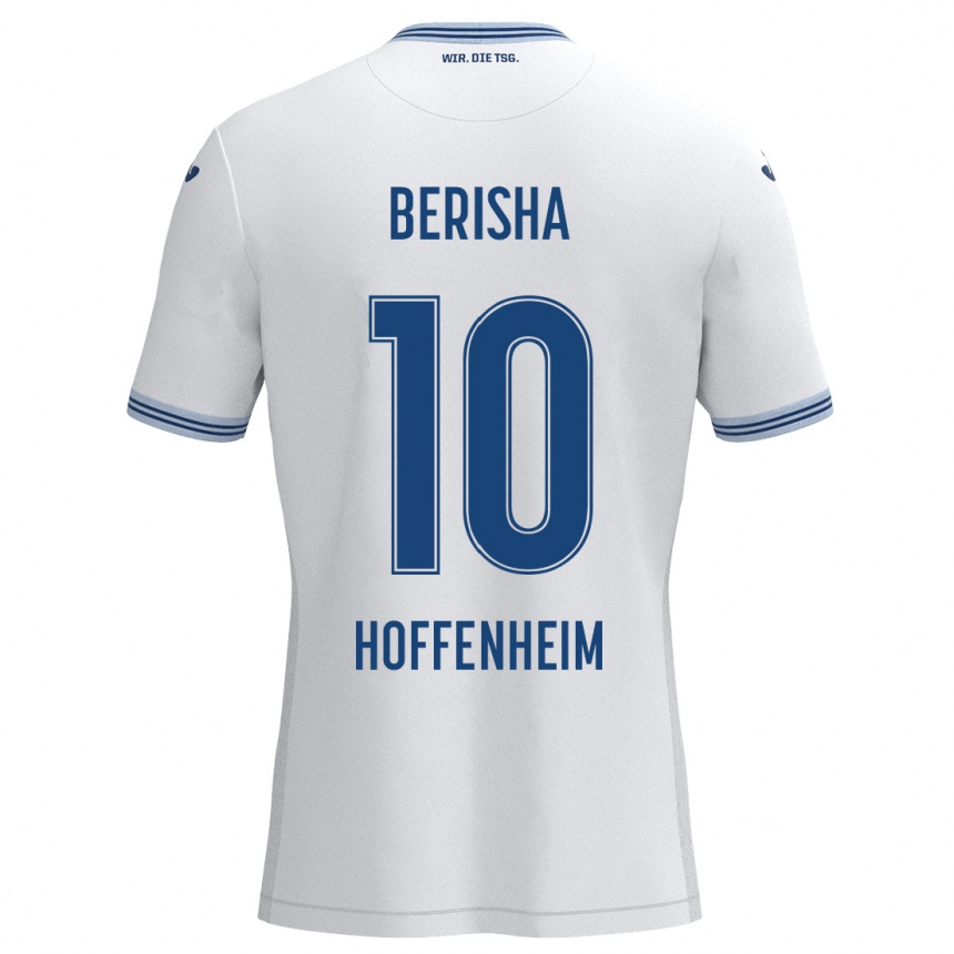 Kids Football Mergim Berisha #10 White Blue Away Jersey 2024/25 T-Shirt Australia