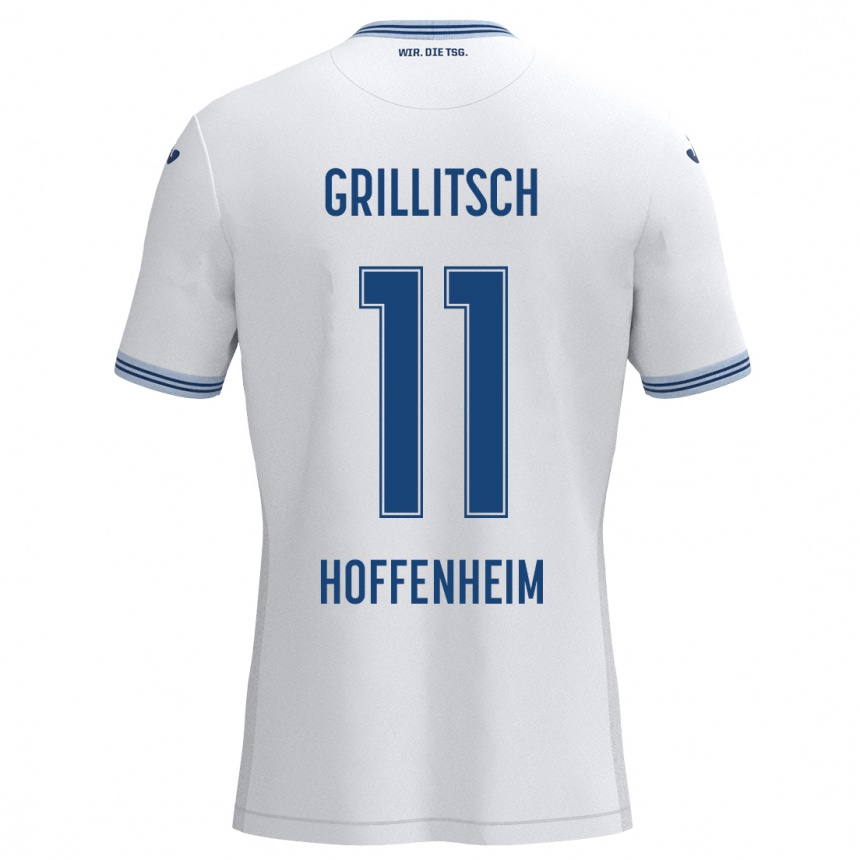 Kids Football Florian Grillitsch #11 White Blue Away Jersey 2024/25 T-Shirt Australia