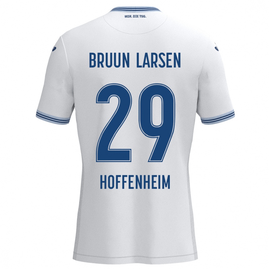 Kids Football Jacob Bruun Larsen #29 White Blue Away Jersey 2024/25 T-Shirt Australia