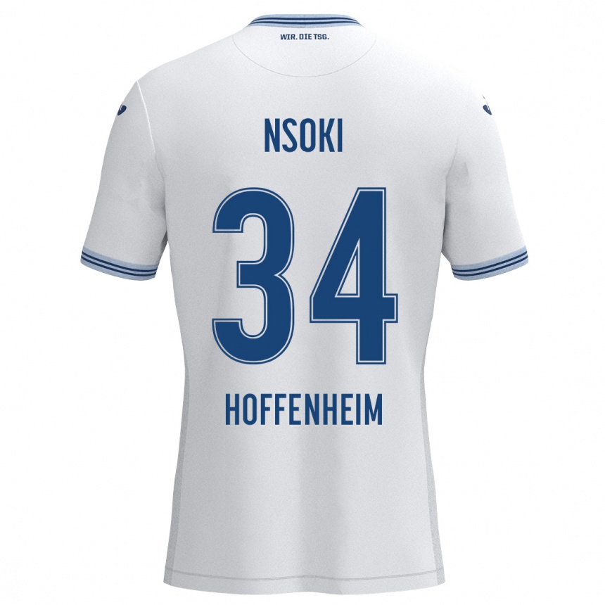 Kids Football Stanley Nsoki #34 White Blue Away Jersey 2024/25 T-Shirt Australia