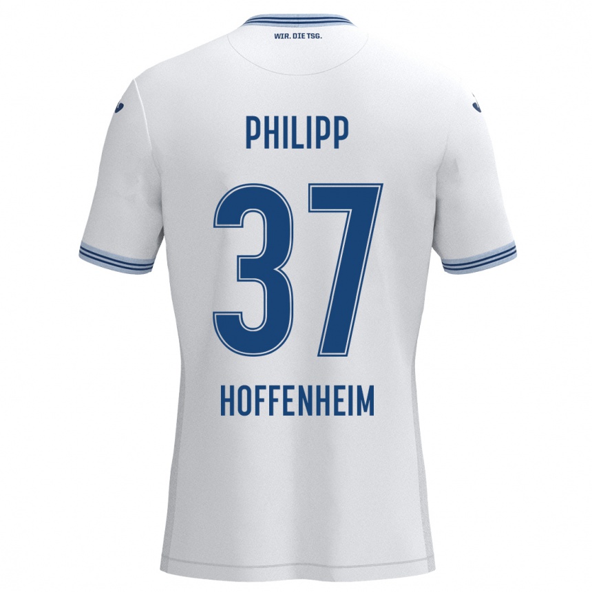 Kids Football Luca Philipp #37 White Blue Away Jersey 2024/25 T-Shirt Australia