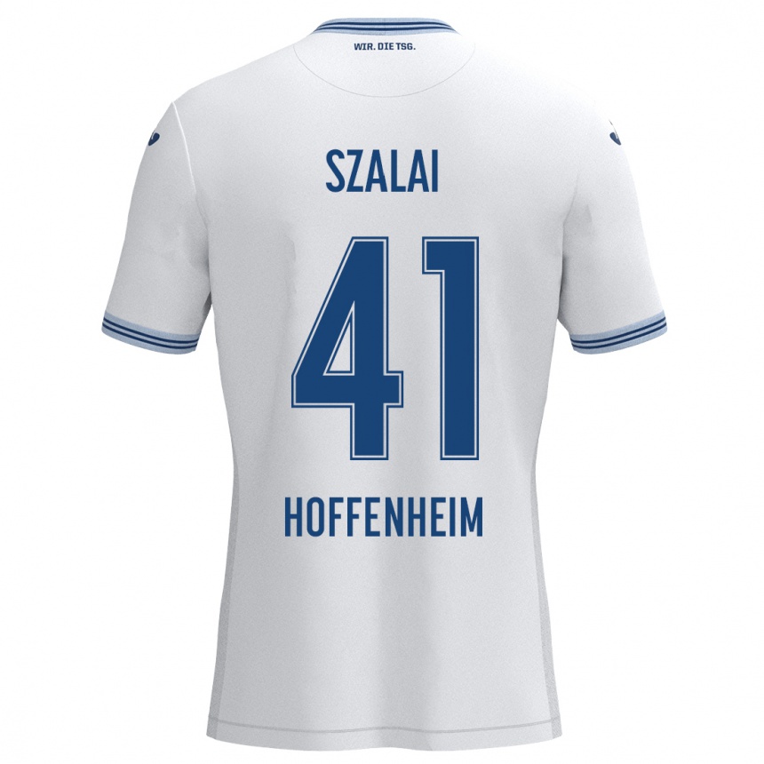 Kids Football Attila Szalai #41 White Blue Away Jersey 2024/25 T-Shirt Australia