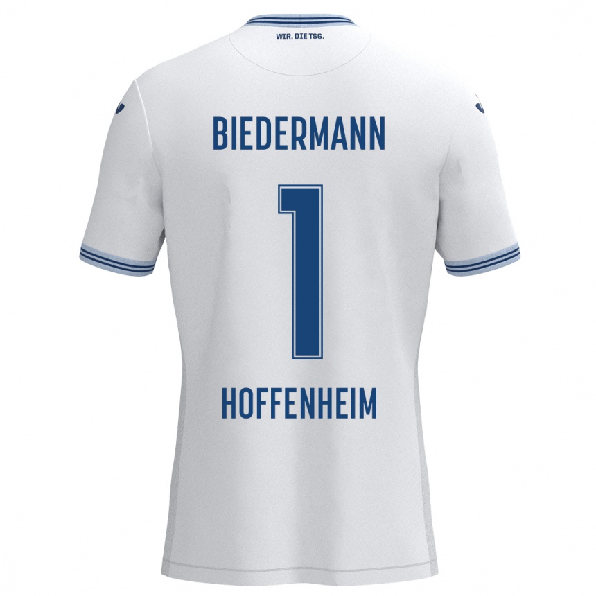 Kids Football Nico Biedermann #1 White Blue Away Jersey 2024/25 T-Shirt Australia