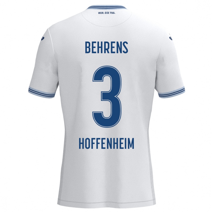 Kids Football Hennes Behrens #3 White Blue Away Jersey 2024/25 T-Shirt Australia