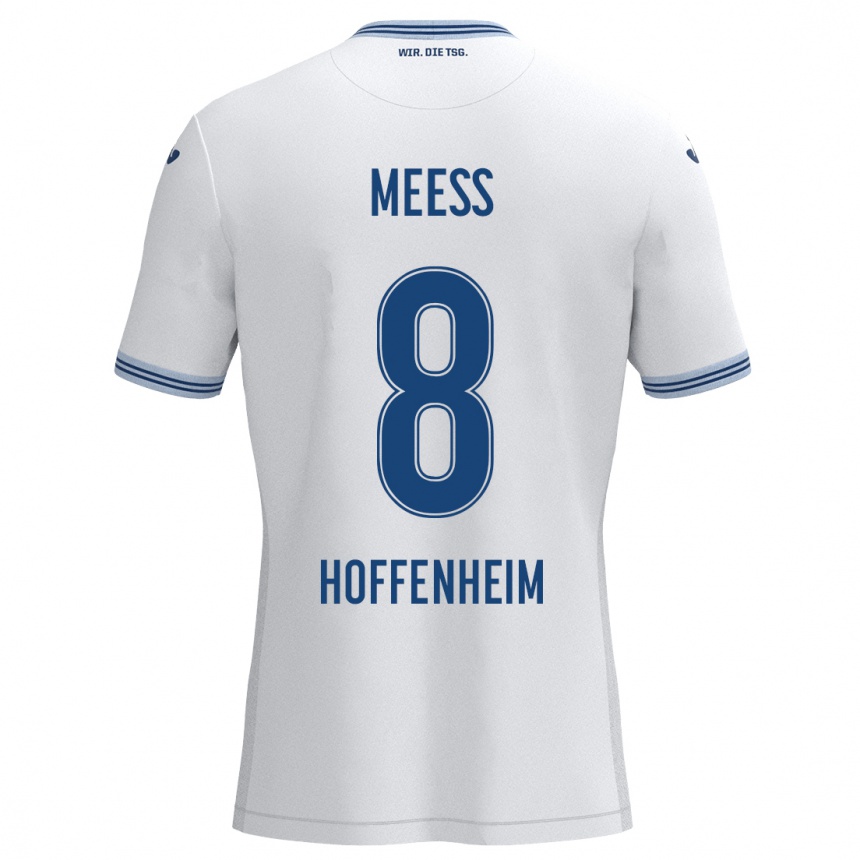 Kids Football Jakob Meeß #8 White Blue Away Jersey 2024/25 T-Shirt Australia