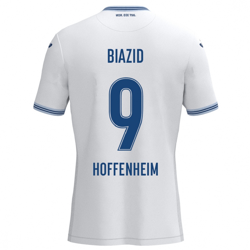 Kids Football Zain Biazid #9 White Blue Away Jersey 2024/25 T-Shirt Australia