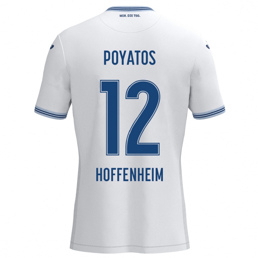 Kids Football Miguel Poyatos #12 White Blue Away Jersey 2024/25 T-Shirt Australia