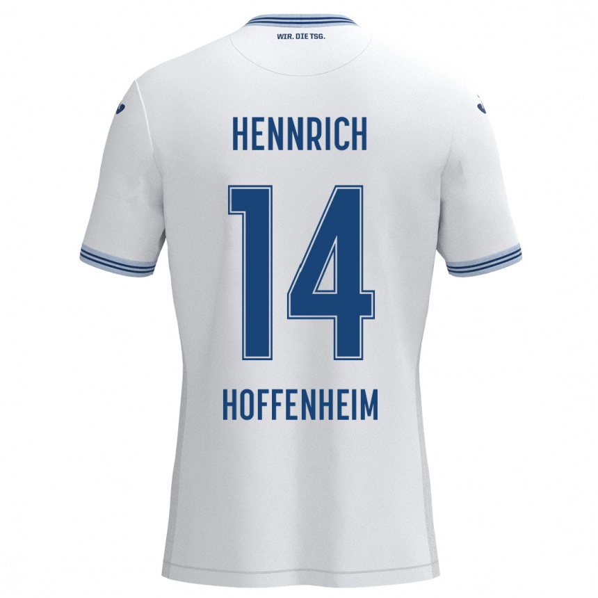 Kids Football Paul Hennrich #14 White Blue Away Jersey 2024/25 T-Shirt Australia