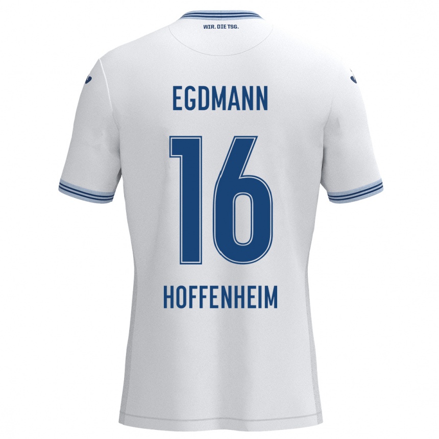 Kids Football Mika Egdmann #16 White Blue Away Jersey 2024/25 T-Shirt Australia