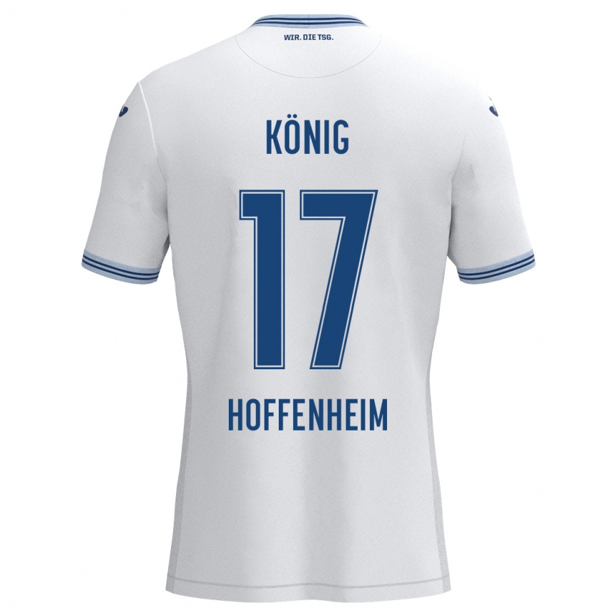 Kids Football Noah König #17 White Blue Away Jersey 2024/25 T-Shirt Australia