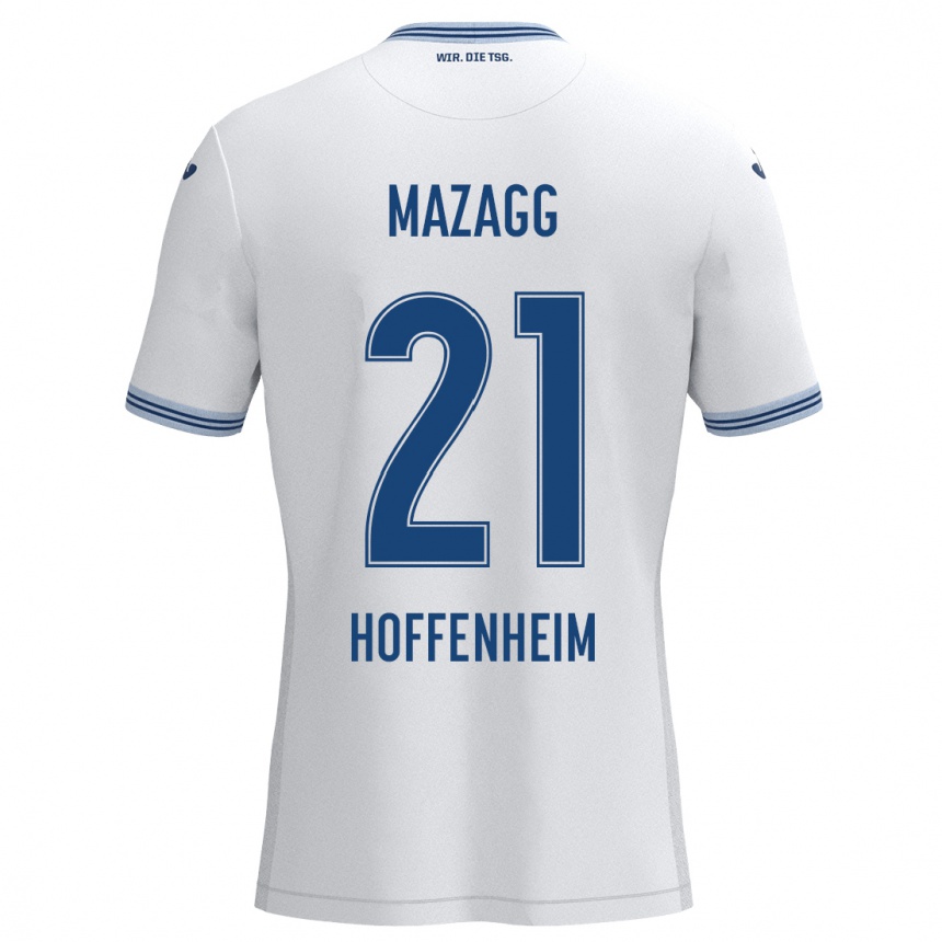 Kids Football Lukas Mazagg #21 White Blue Away Jersey 2024/25 T-Shirt Australia