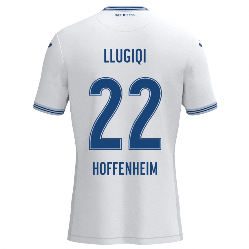 Kids Football Arian Llugiqi #22 White Blue Away Jersey 2024/25 T-Shirt Australia