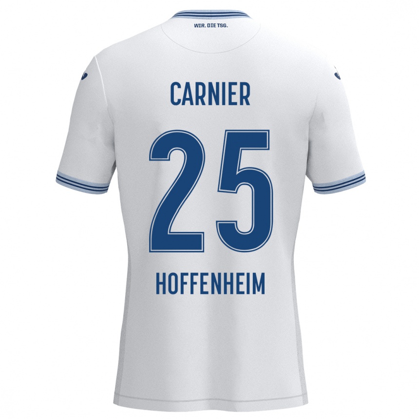 Kids Football Alekseï Carnier #25 White Blue Away Jersey 2024/25 T-Shirt Australia