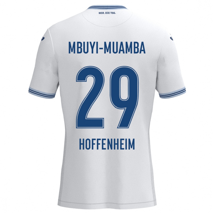 Kids Football Hubert Mbuyi-Muamba #29 White Blue Away Jersey 2024/25 T-Shirt Australia