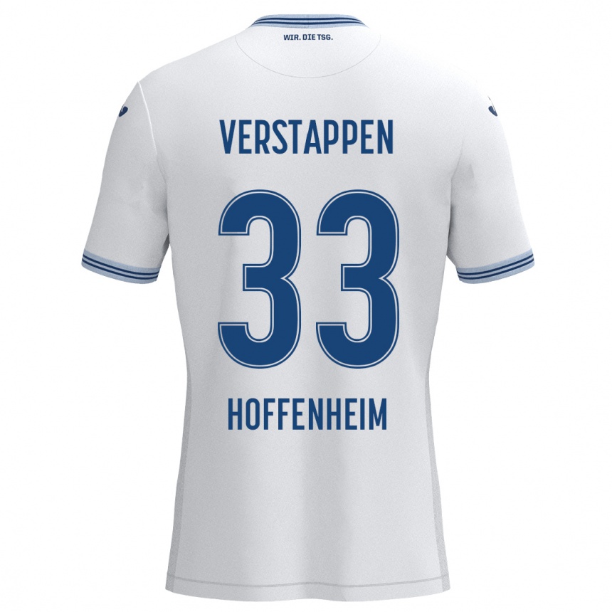 Kids Football Eric Verstappen #33 White Blue Away Jersey 2024/25 T-Shirt Australia