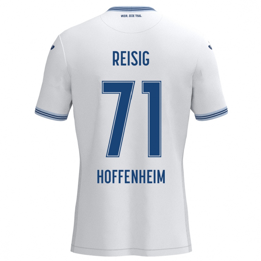 Kids Football Ruben Reisig #71 White Blue Away Jersey 2024/25 T-Shirt Australia