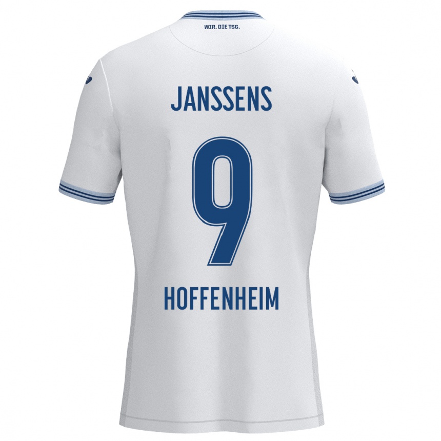 Kids Football Jill Janssens #9 White Blue Away Jersey 2024/25 T-Shirt Australia