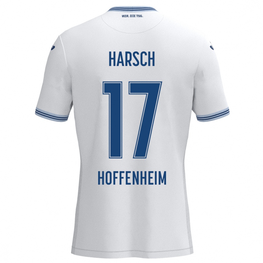 Kids Football Franziska Harsch #17 White Blue Away Jersey 2024/25 T-Shirt Australia