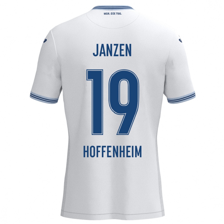 Kids Football Mathilde Janzen #19 White Blue Away Jersey 2024/25 T-Shirt Australia