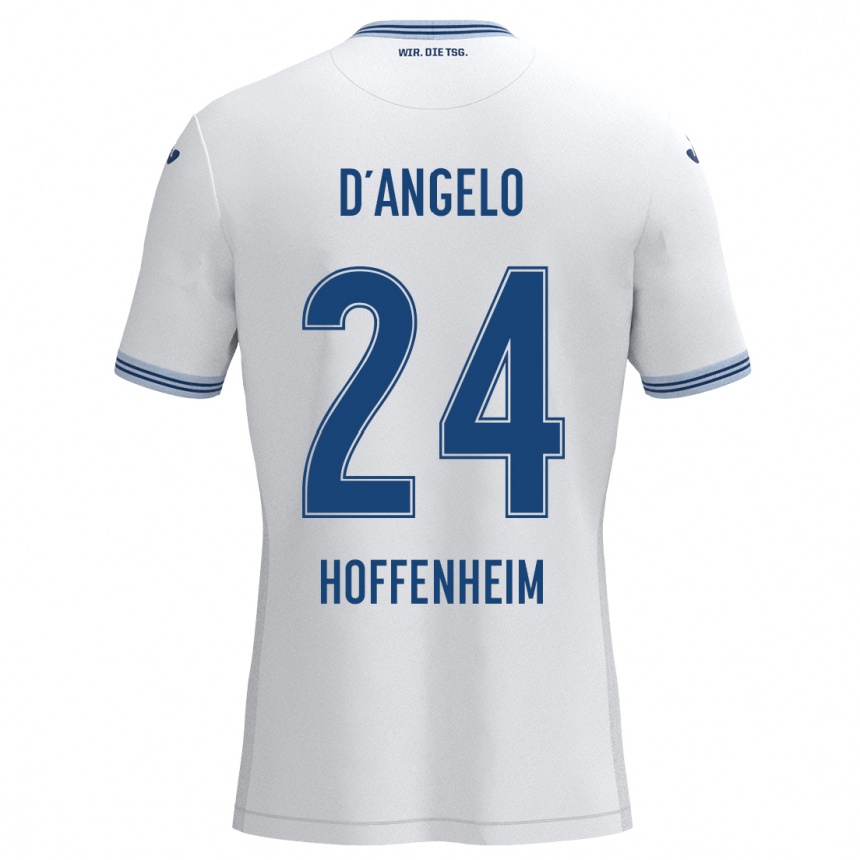 Kids Football Chiara D'angelo #24 White Blue Away Jersey 2024/25 T-Shirt Australia