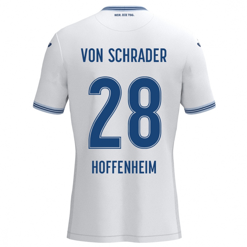 Kids Football Lina Von Schrader #28 White Blue Away Jersey 2024/25 T-Shirt Australia