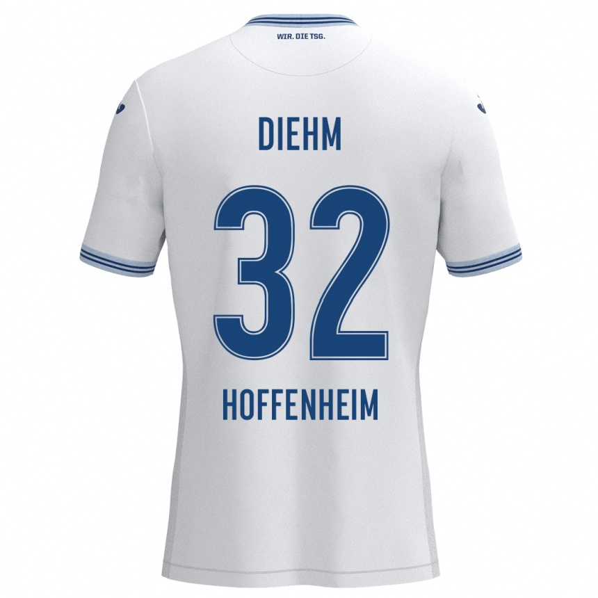 Kids Football Vanessa Diehm #32 White Blue Away Jersey 2024/25 T-Shirt Australia