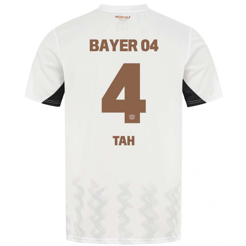 Kids Football Jonathan Tah #4 White Black Away Jersey 2024/25 T-Shirt Australia