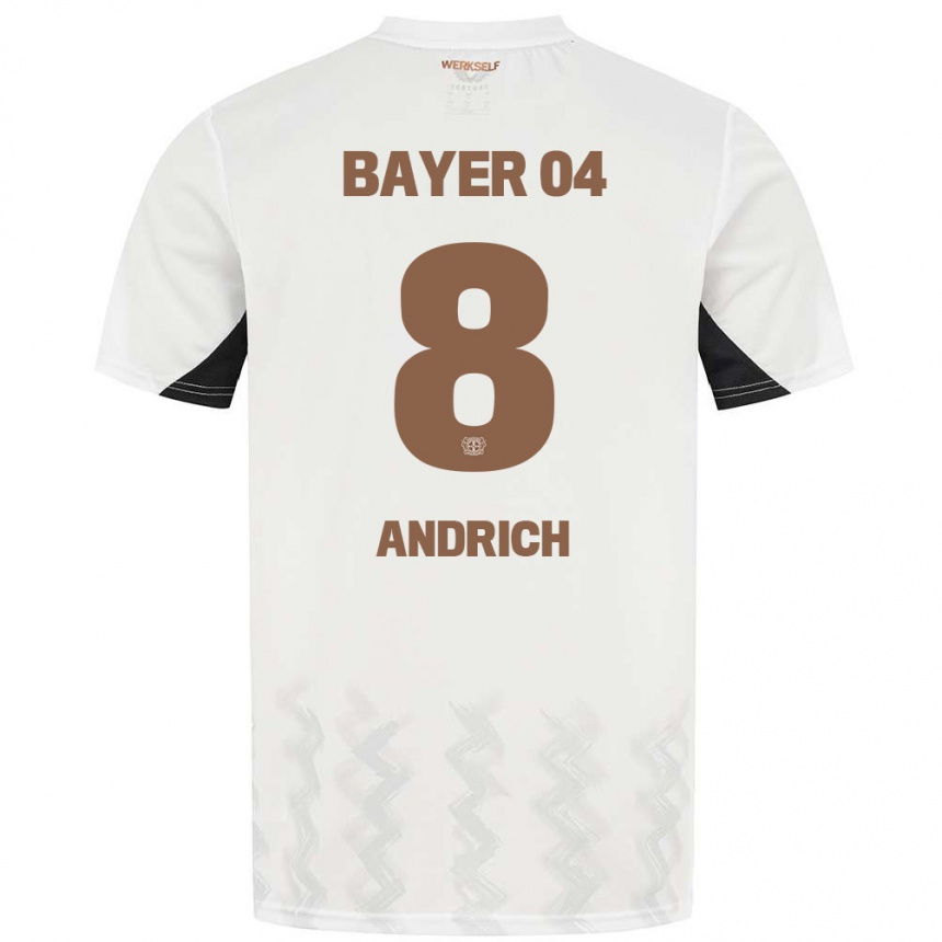 Kids Football Robert Andrich #8 White Black Away Jersey 2024/25 T-Shirt Australia