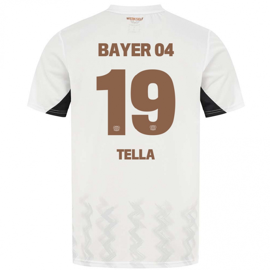 Kids Football Nathan Tella #19 White Black Away Jersey 2024/25 T-Shirt Australia