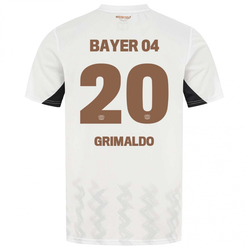 Kids Football Alejandro Grimaldo #20 White Black Away Jersey 2024/25 T-Shirt Australia