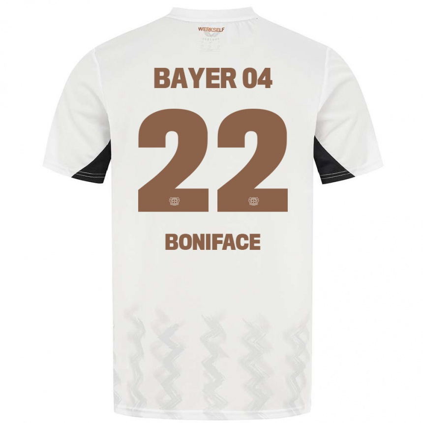 Kids Football Victor Boniface #22 White Black Away Jersey 2024/25 T-Shirt Australia