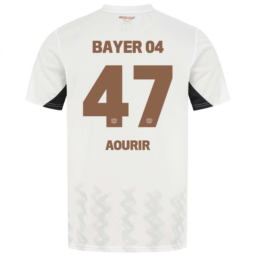 Kids Football Ayman Aourir #47 White Black Away Jersey 2024/25 T-Shirt Australia