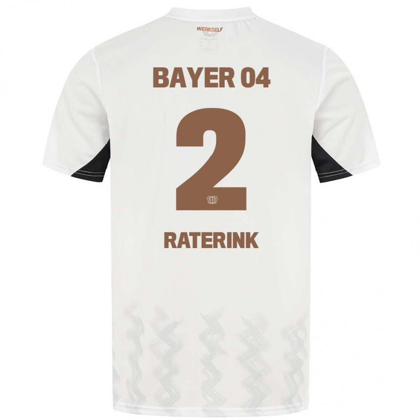 Kids Football Othniël Raterink #2 White Black Away Jersey 2024/25 T-Shirt Australia