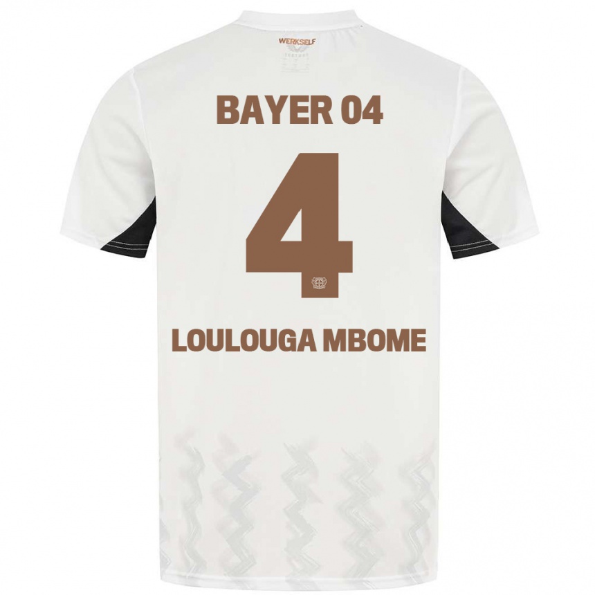 Kids Football Adrien Loulouga Mbome #4 White Black Away Jersey 2024/25 T-Shirt Australia