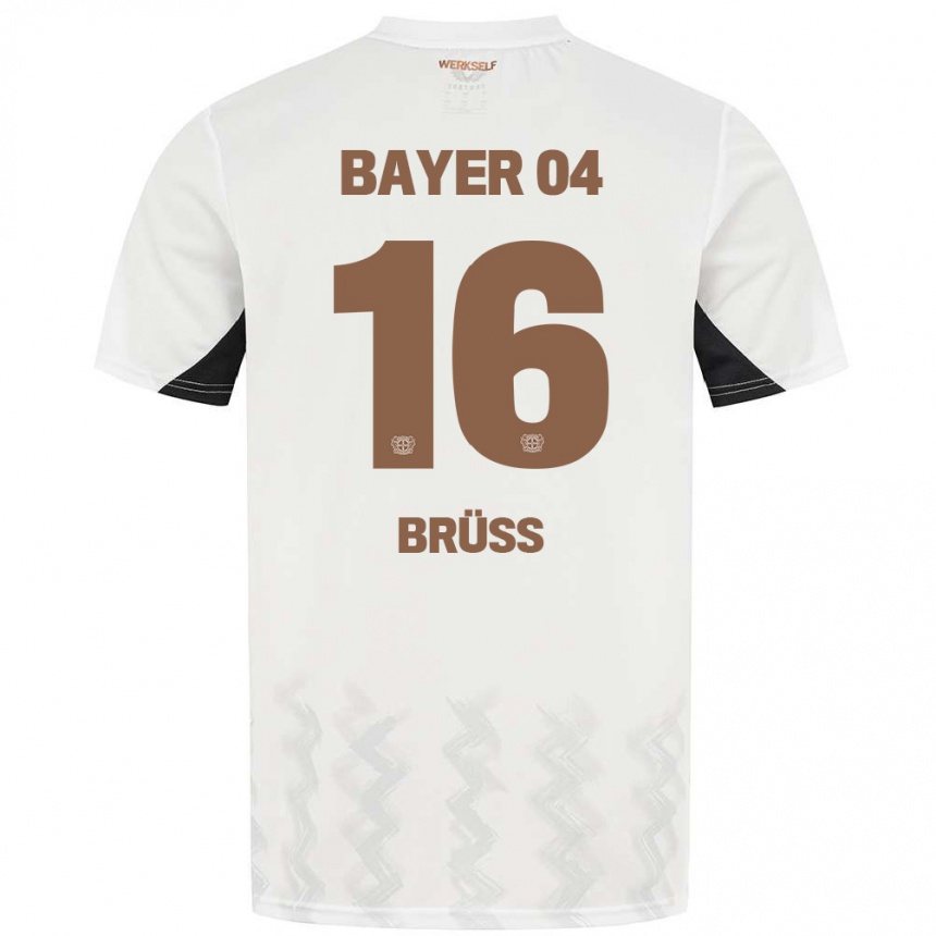 Kids Football Tom Brüss #16 White Black Away Jersey 2024/25 T-Shirt Australia