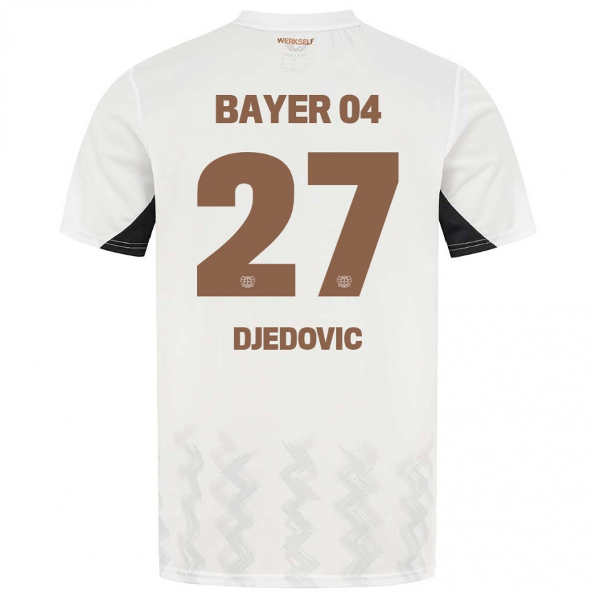 Kids Football Seldin Djedovic #27 White Black Away Jersey 2024/25 T-Shirt Australia