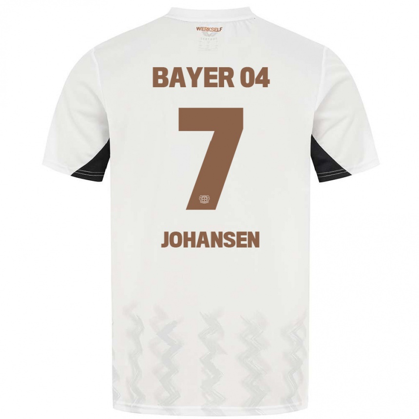 Kids Football Cecilie Johansen #7 White Black Away Jersey 2024/25 T-Shirt Australia