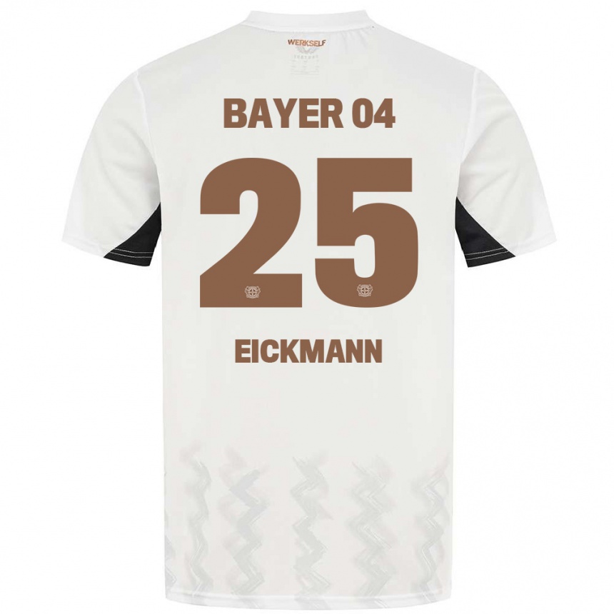 Kids Football Mia Eickmann #25 White Black Away Jersey 2024/25 T-Shirt Australia