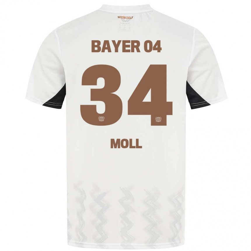 Kids Football Anne Moll #34 White Black Away Jersey 2024/25 T-Shirt Australia