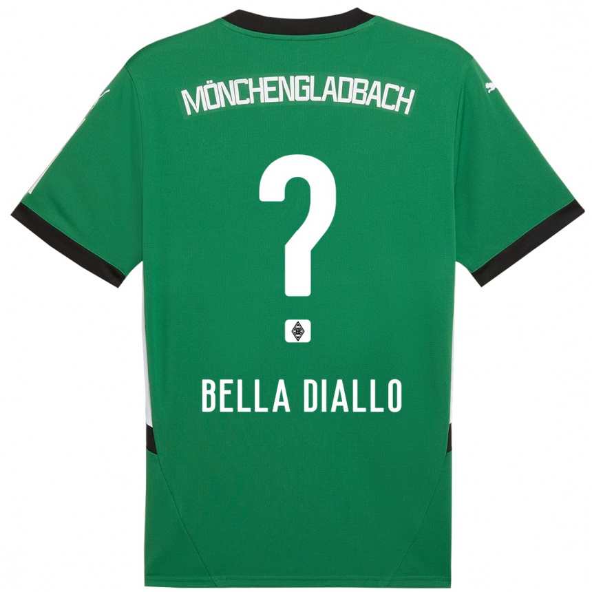 Kids Football Oumar Bella Diallo #0 Green White Away Jersey 2024/25 T-Shirt Australia