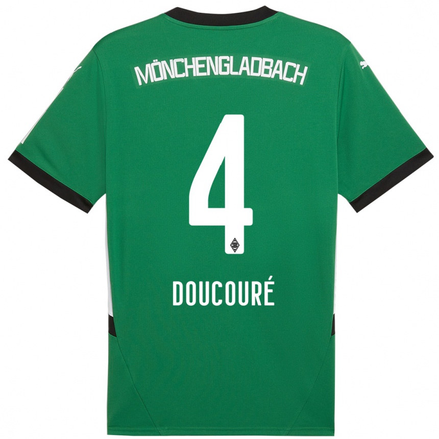 Kids Football Mamadou Doucouré #4 Green White Away Jersey 2024/25 T-Shirt Australia