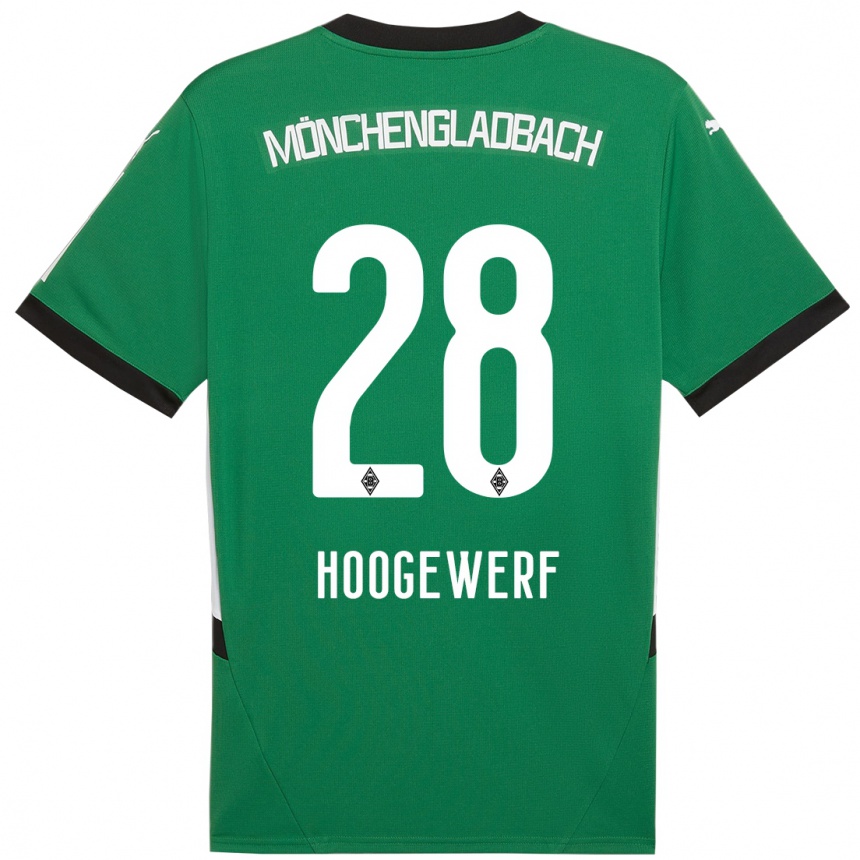 Kids Football Dillon Hoogewerf #28 Green White Away Jersey 2024/25 T-Shirt Australia